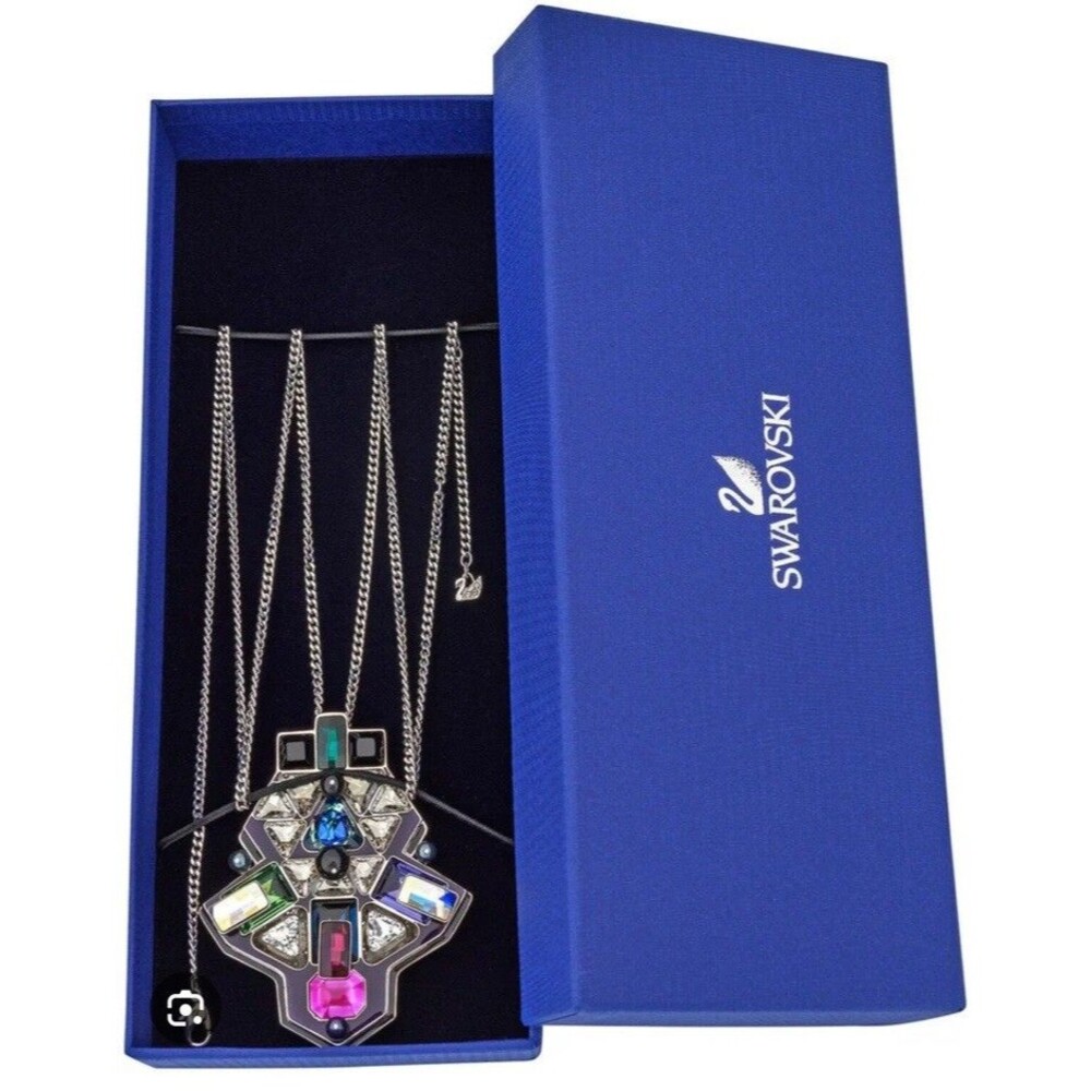$300 RETIRED Swarovski Buzz Multi-Color Crystal Pendant Long Necklace 5070638